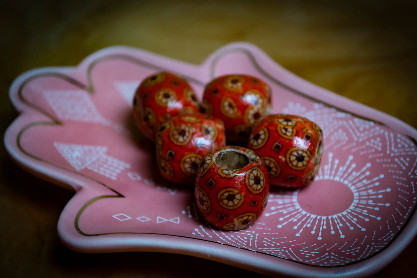 Set of 5 Wooden Dreadlock Beads