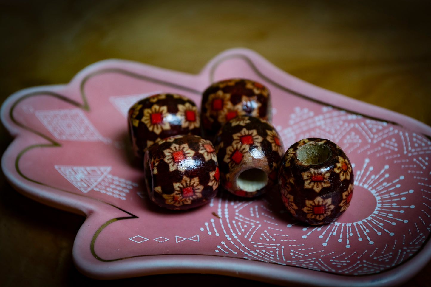 Set of 5 Wooden Dreadlock Beads