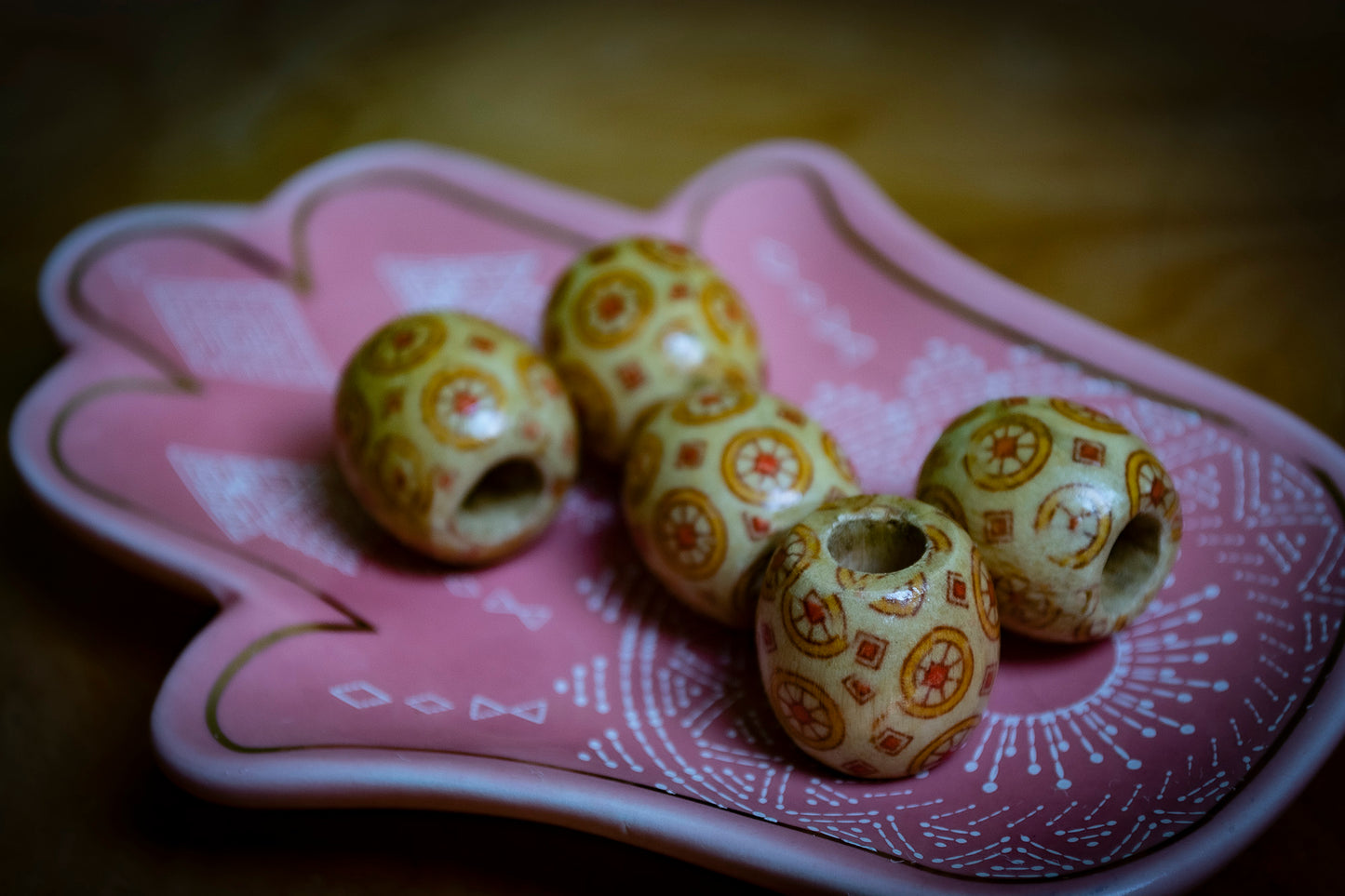 Set of 5 Wooden Dreadlock Beads