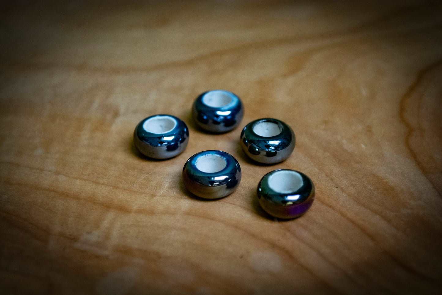 Set of 5 Electroplate Porcelain Dreadlock Beads