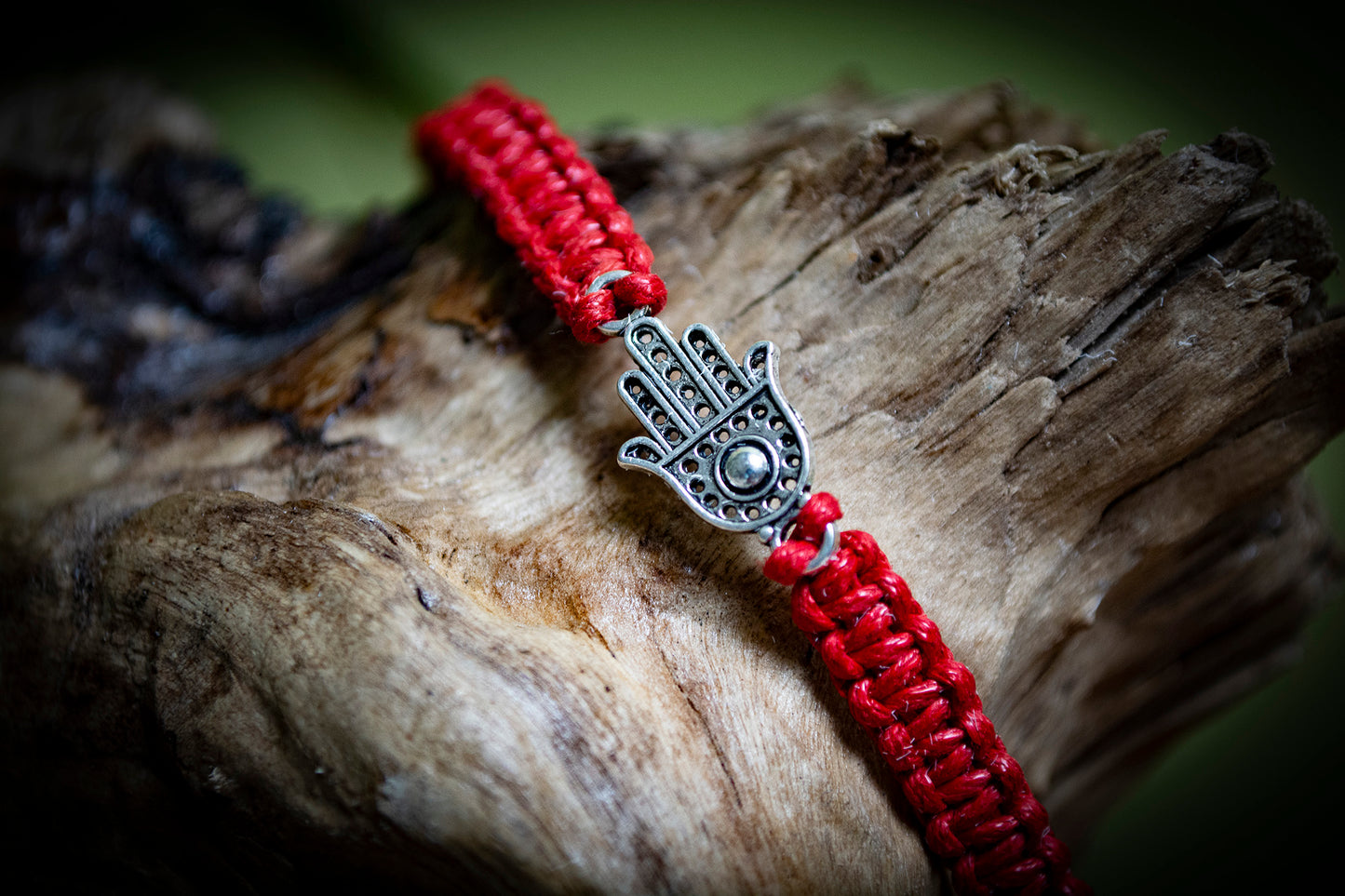 Tibetan Silver Hamsa Hand Hand-Woven Bracelet
