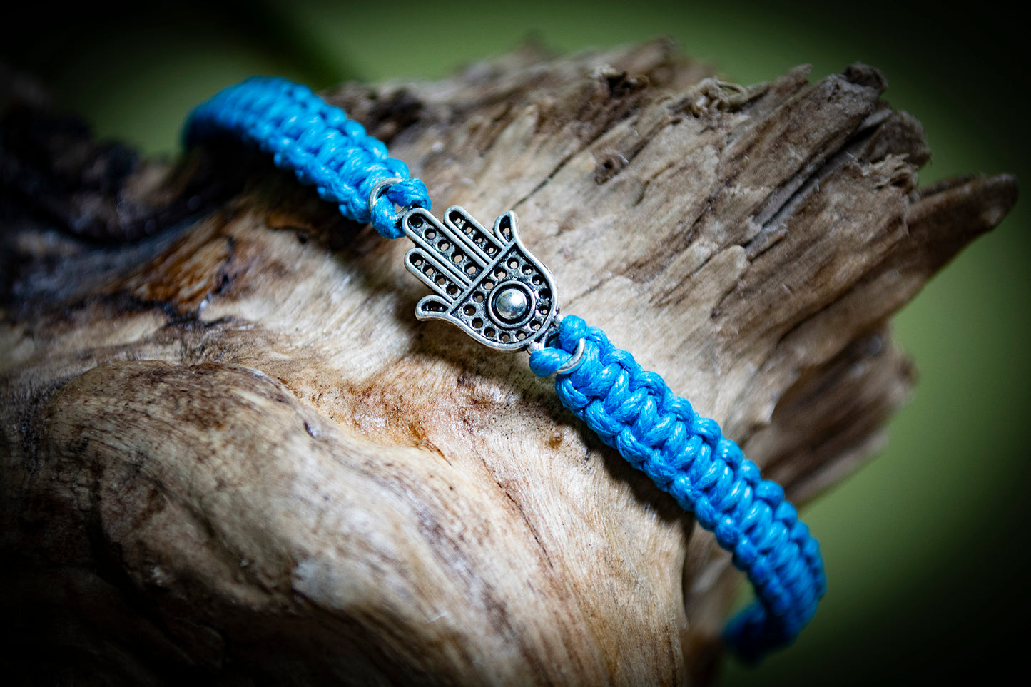 Tibetan Silver Hamsa Hand Hand-Woven Bracelet