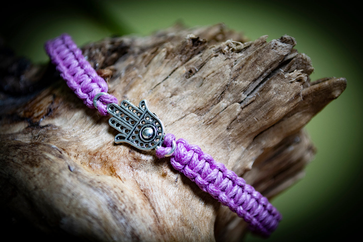 Tibetan Silver Hamsa Hand Hand-Woven Bracelet