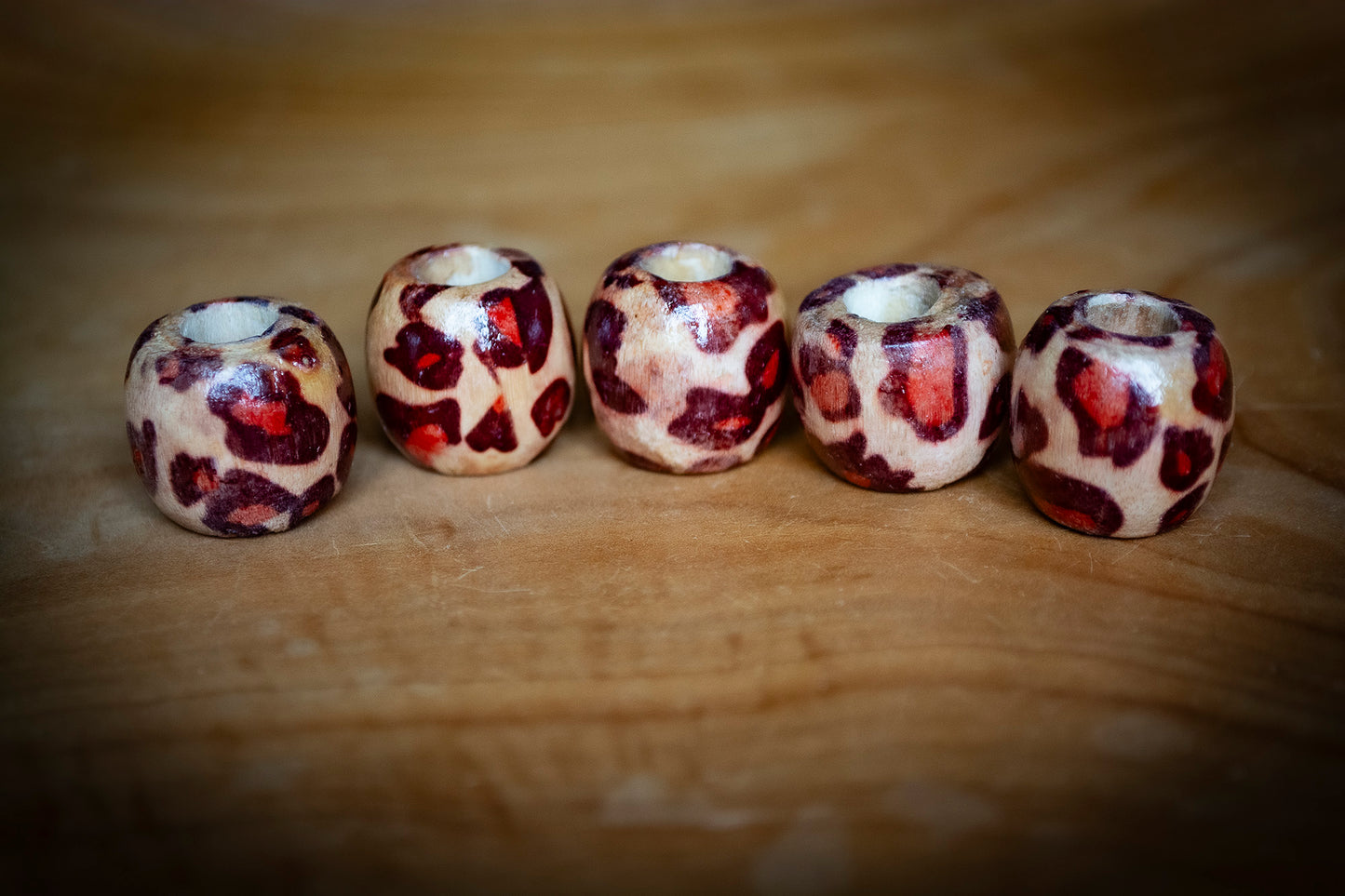 Set of 5 Wooden Dreadlock Beads