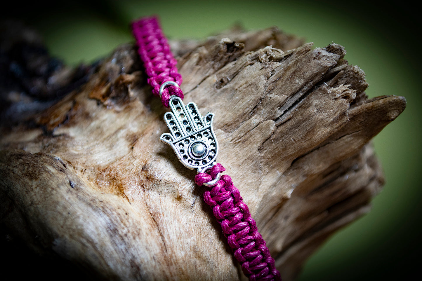 Tibetan Silver Hamsa Hand Hand-Woven Bracelet