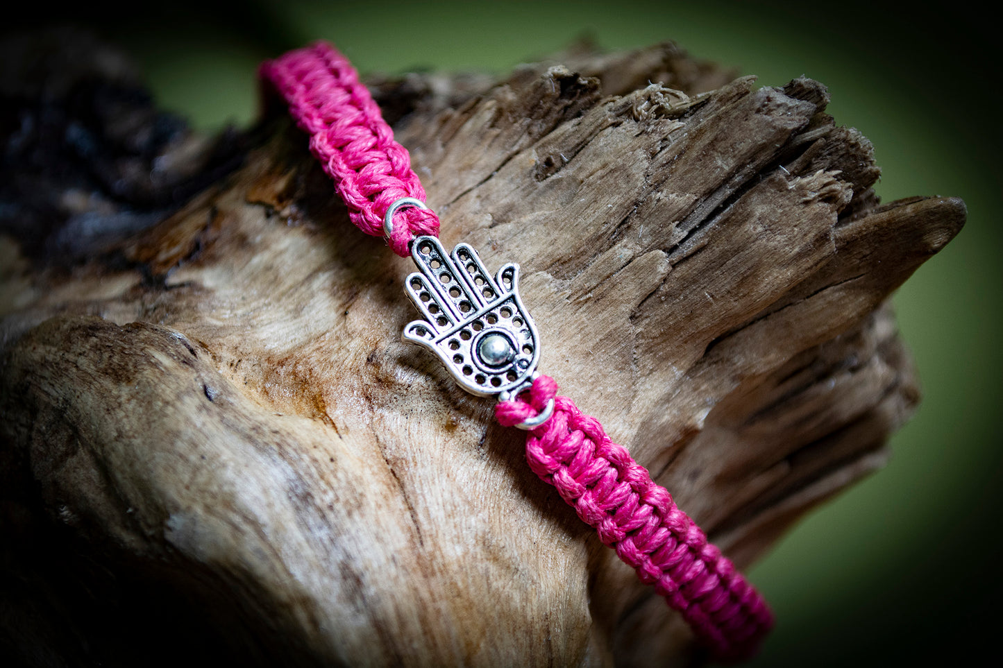 Tibetan Silver Hamsa Hand Hand-Woven Bracelet