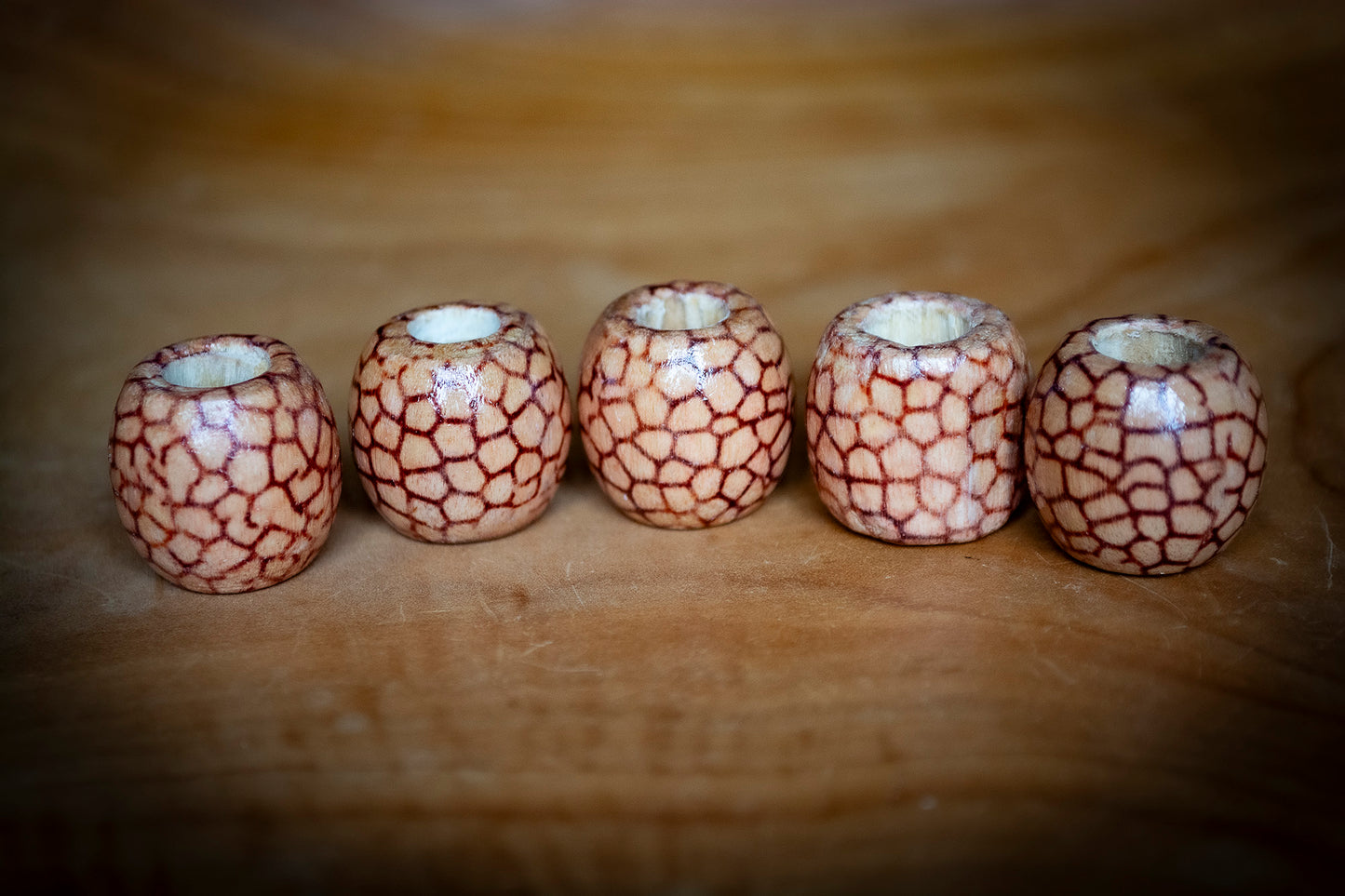 Set of 5 Wooden Dreadlock Beads