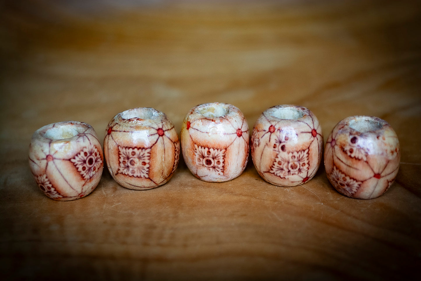 Set of 5 Wooden Dreadlock Beads