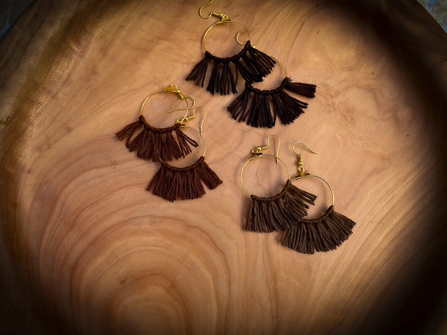 Tassel Gold Earrings in Brown