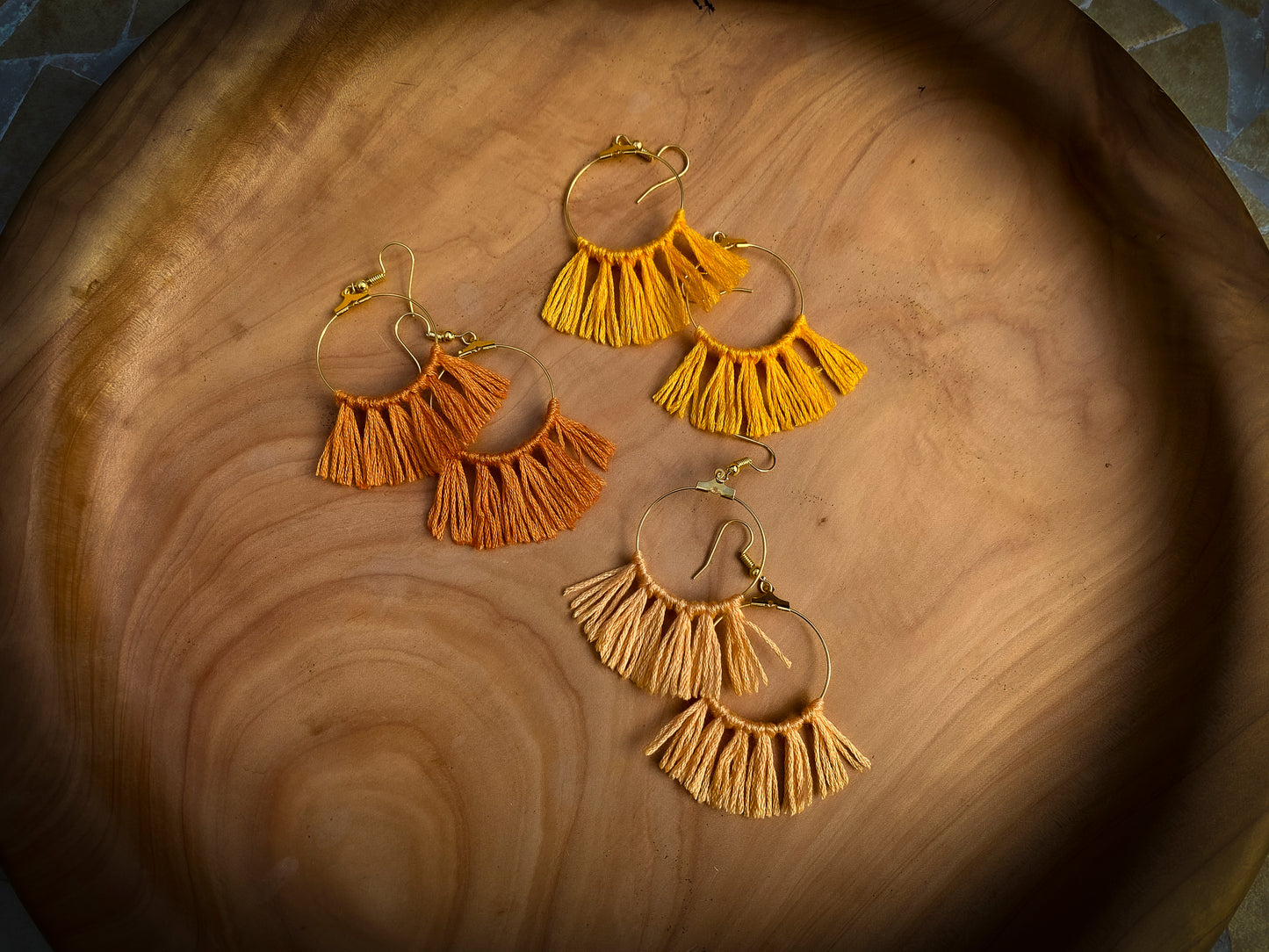Tassel Gold Earrings in Orange