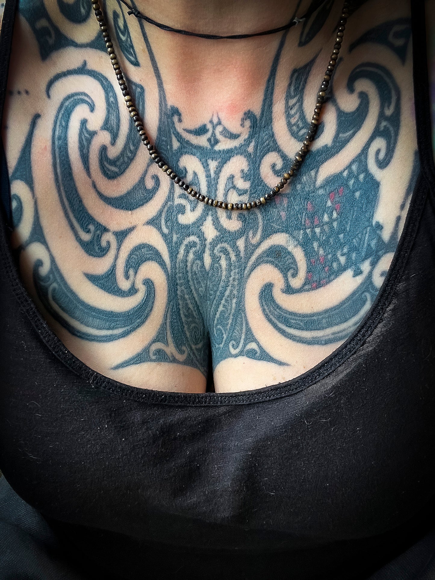 Hand Carved Natural Dark Bone Necklace