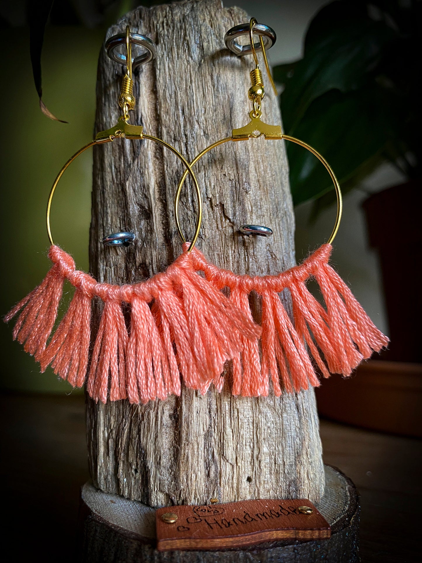 Tassel Gold Earrings in Apricot