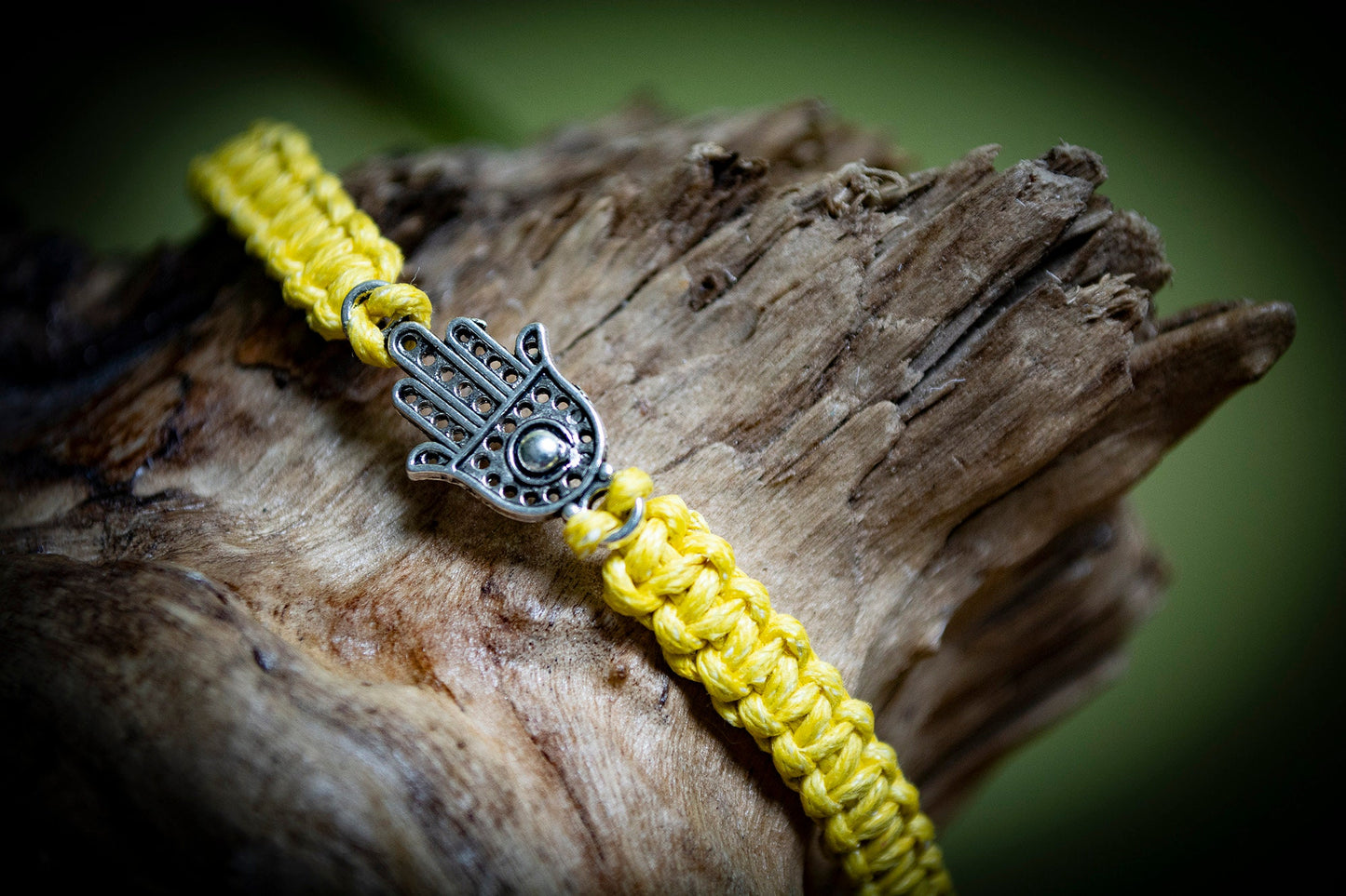 Tibetan Silver Hamsa Hand Hand-Woven Bracelet