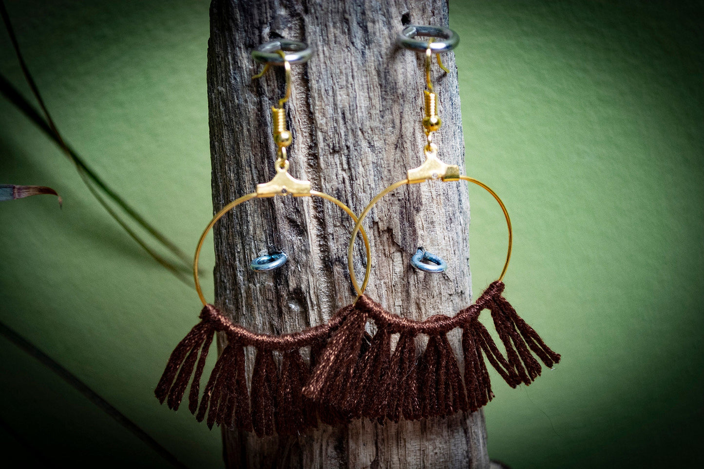 Tassel Gold Earrings in Brown