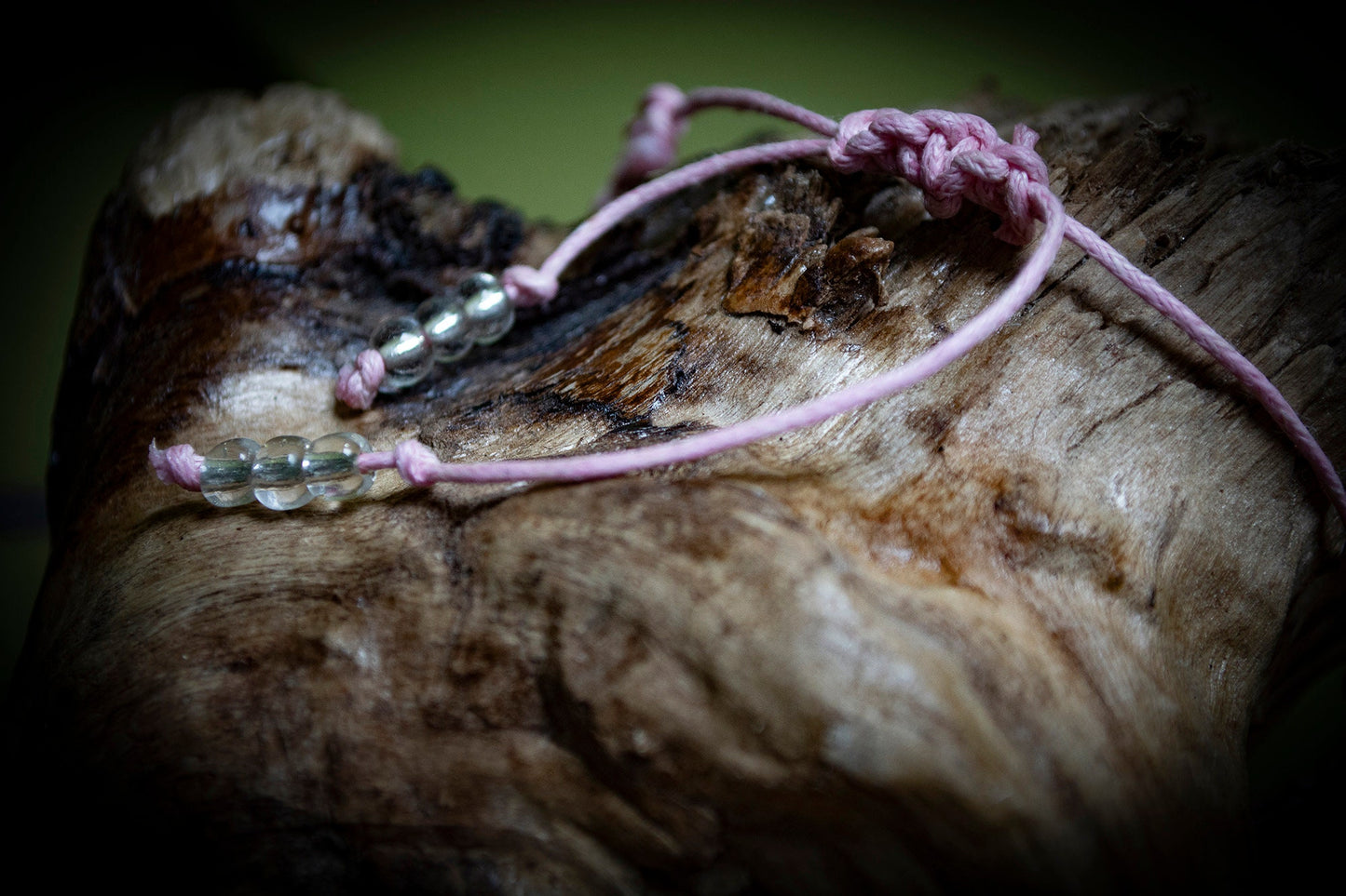 Pink Hand-Woven Bracelet With Cloudy White Stone