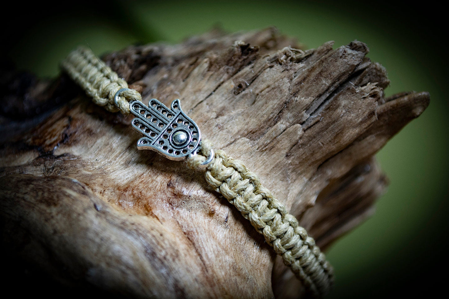 Tibetan Silver Hamsa Hand Hand-Woven Bracelet