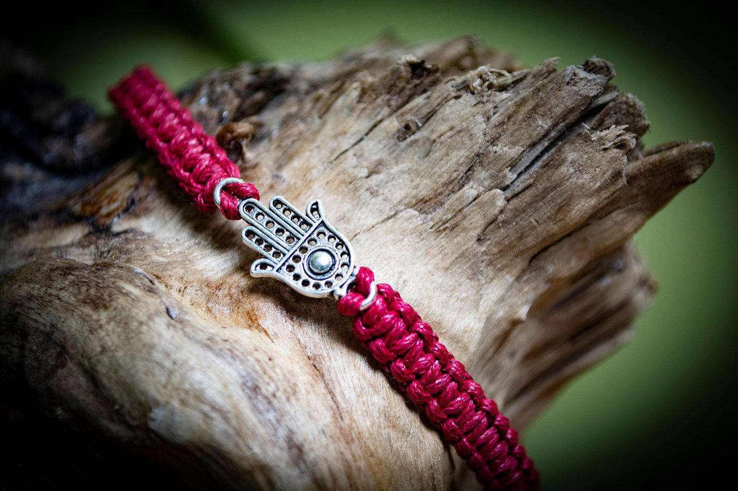 Tibetan Silver Hamsa Hand Hand-Woven Bracelet