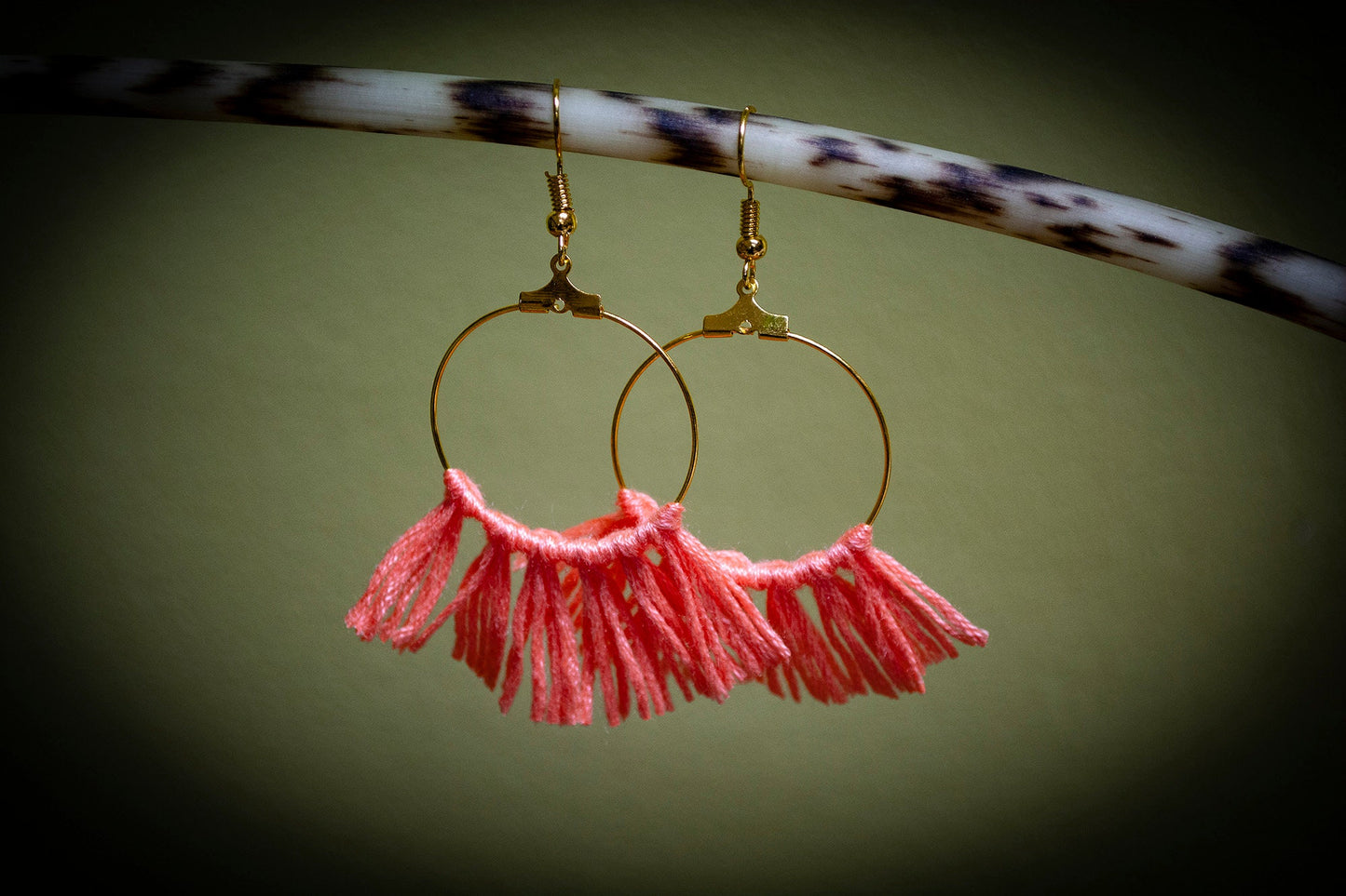 Tassel Gold Earrings in Apricot