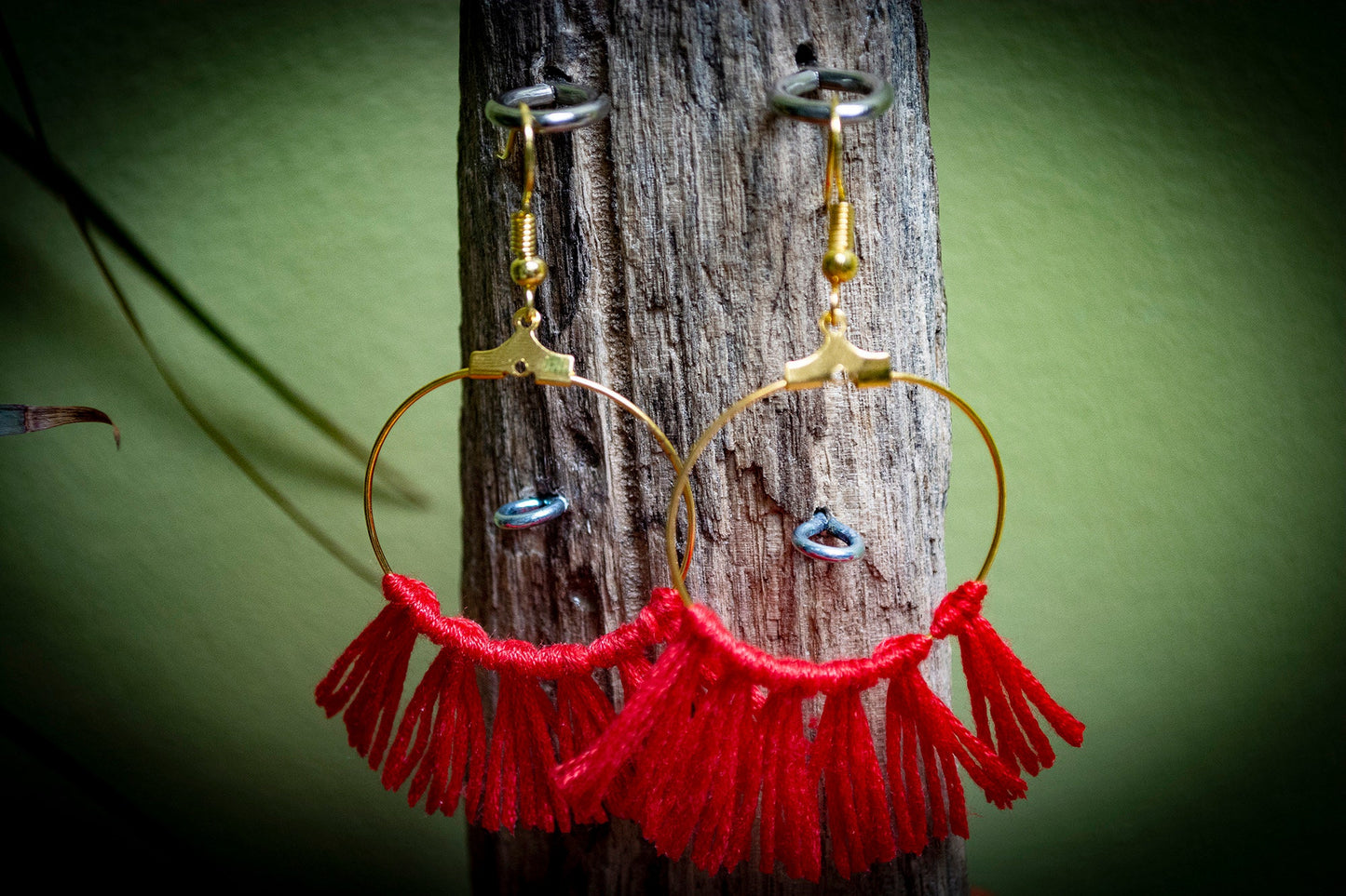 Tassel Gold Earrings in Red