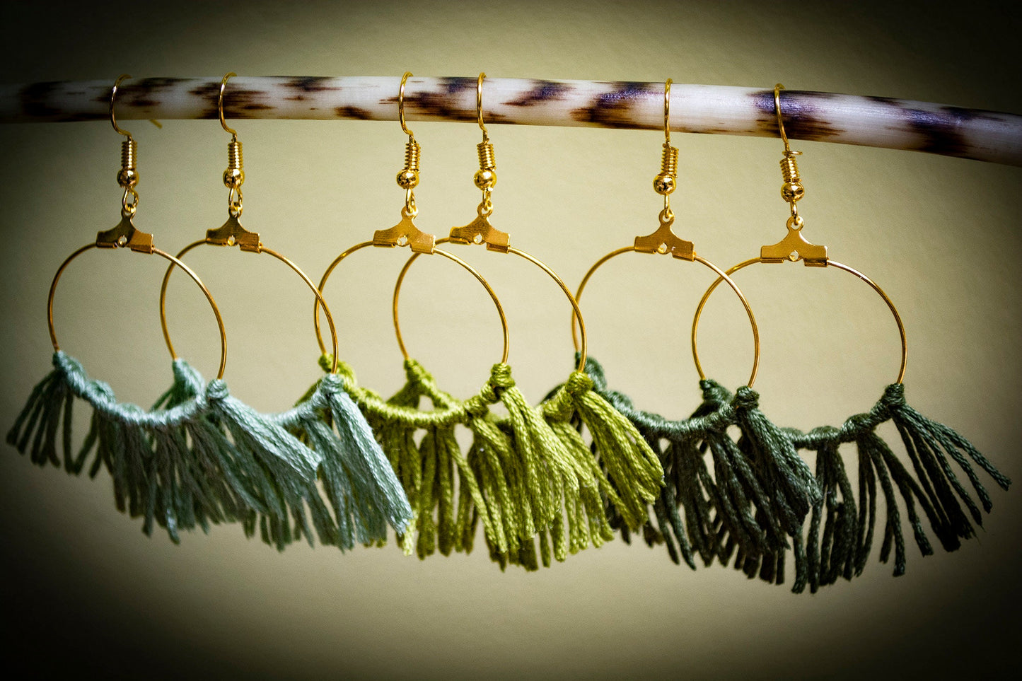 Tassel Gold Earrings in Green