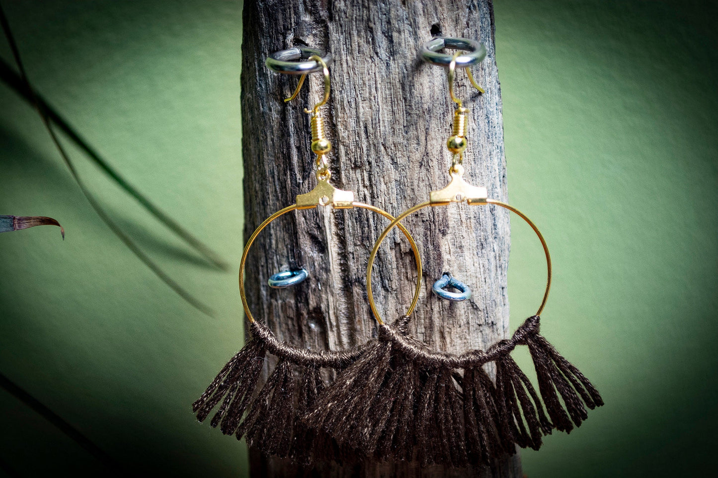 Tassel Gold Earrings in Brown