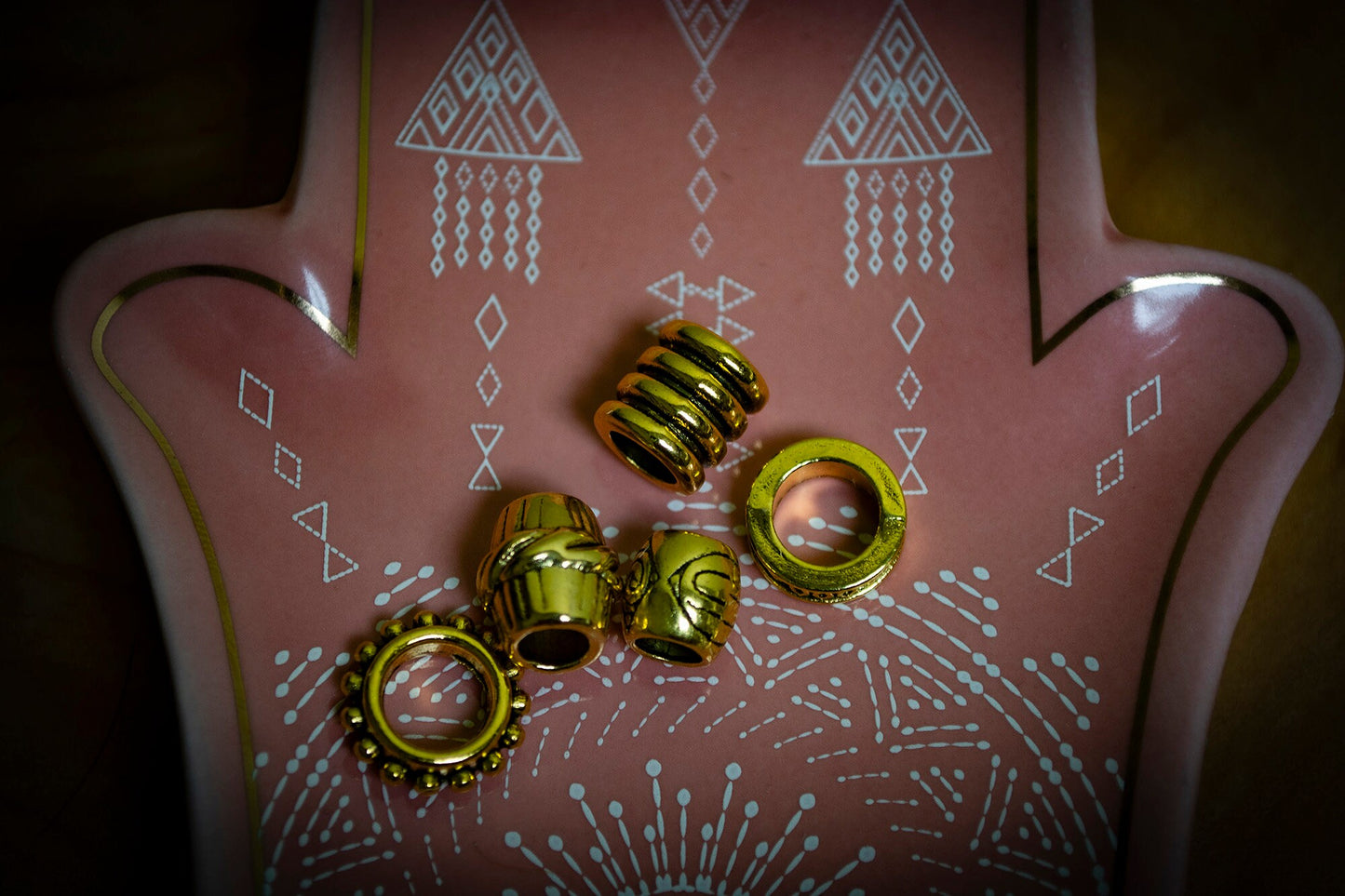 Set of 5 Mixed Gold Plated Dreadlock Beads