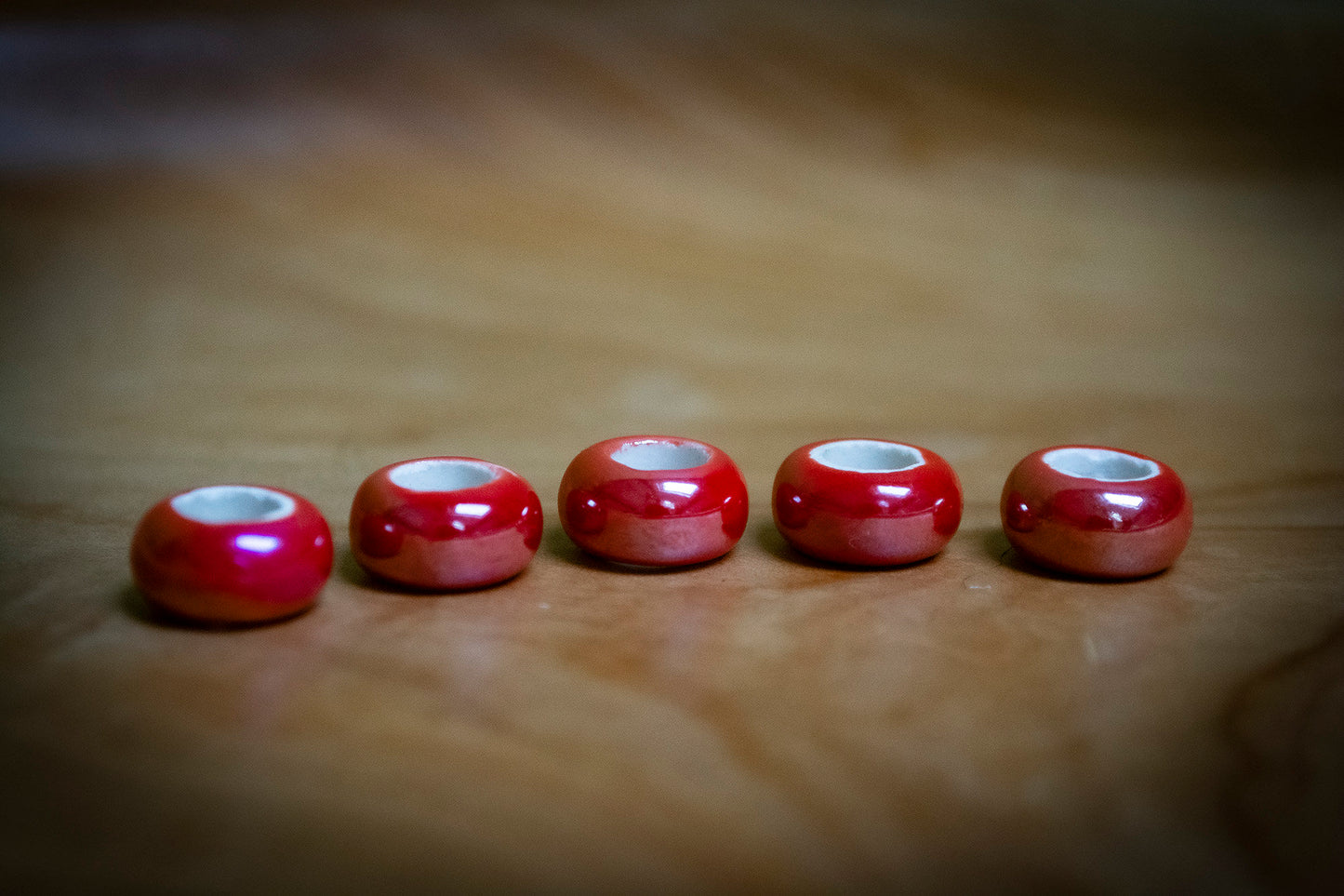 Set of 5 Electroplate Porcelain Dreadlock Beads