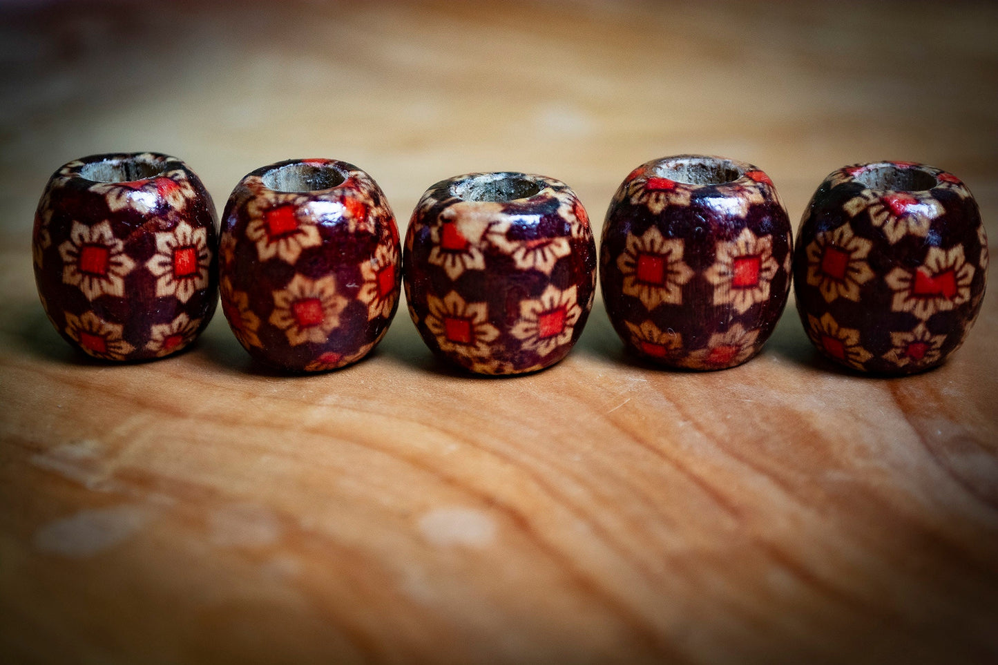 Set of 5 Wooden Dreadlock Beads