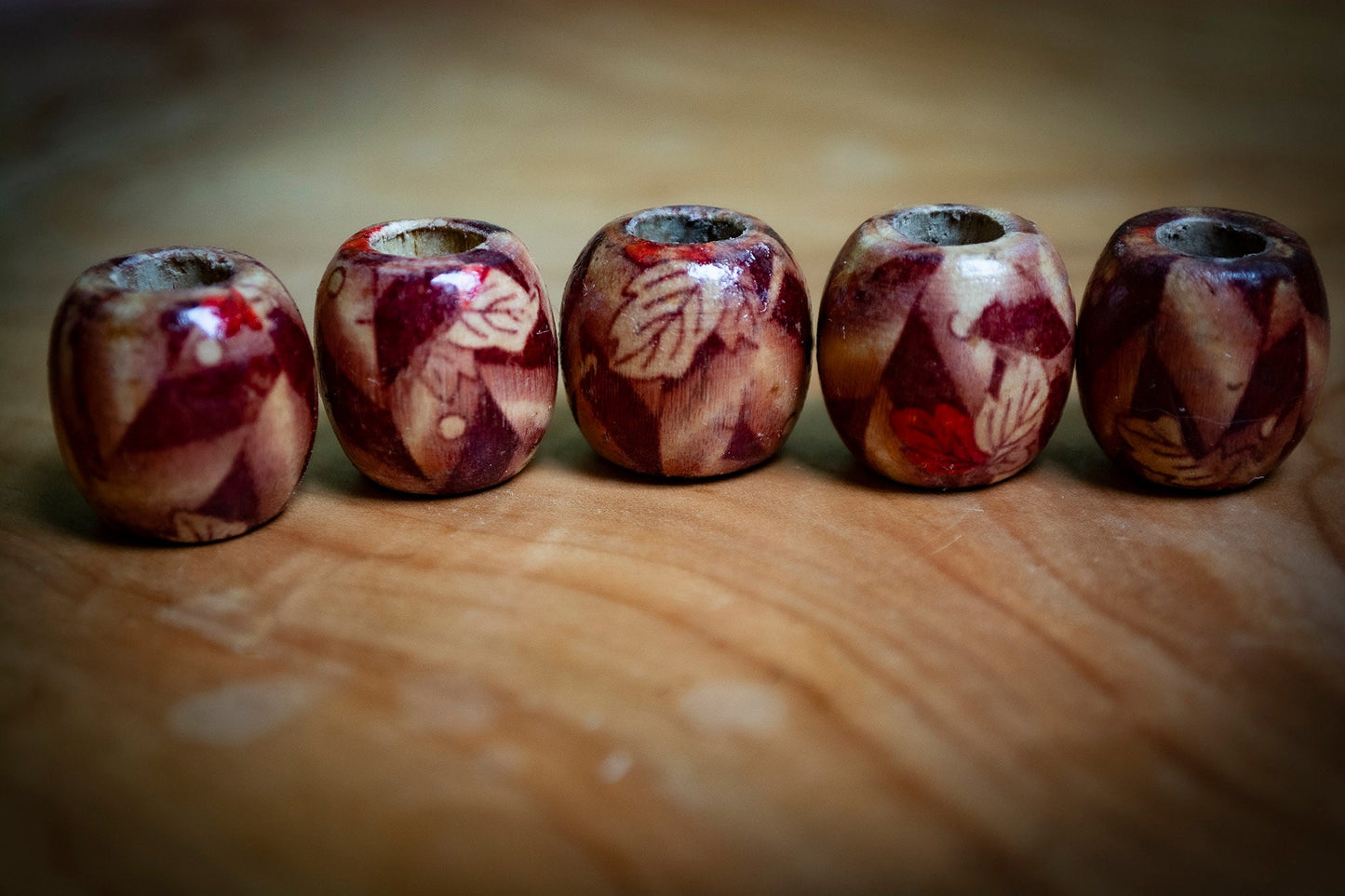Set of 5 Wooden Dreadlock Beads
