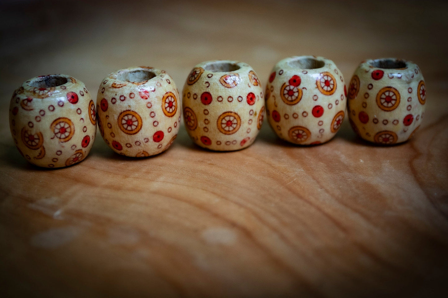 Set of 5 Wooden Dreadlock Beads