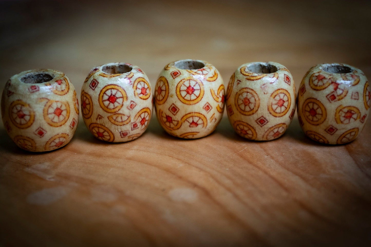 Set of 5 Wooden Dreadlock Beads