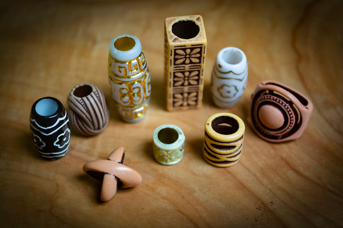 Set of 9 Mixed Patterned Dreadlock Beads