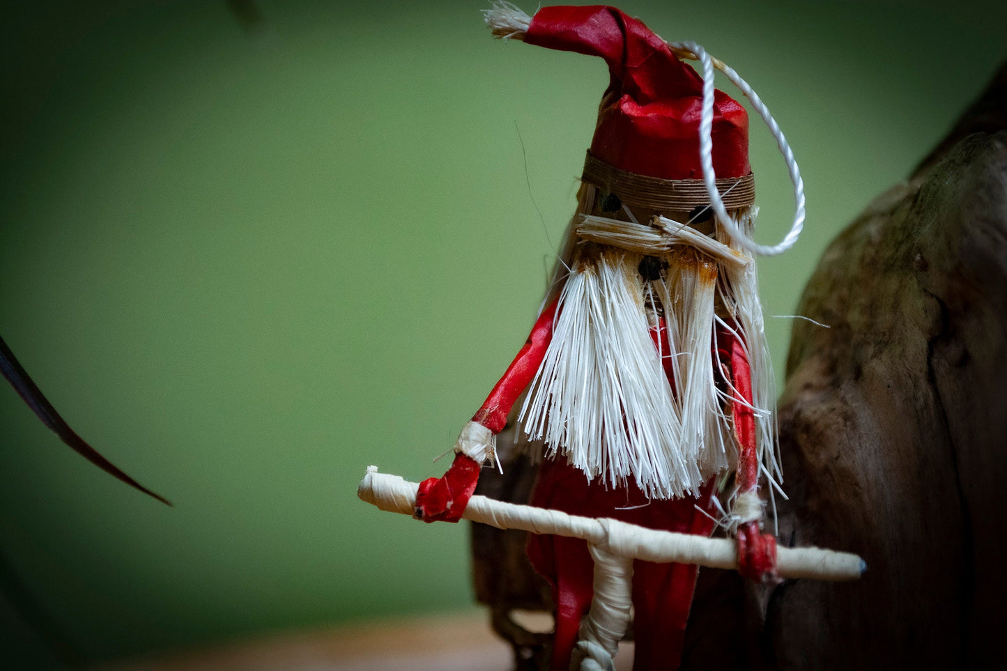 Handmade Banana Fibre Santa on a Bike