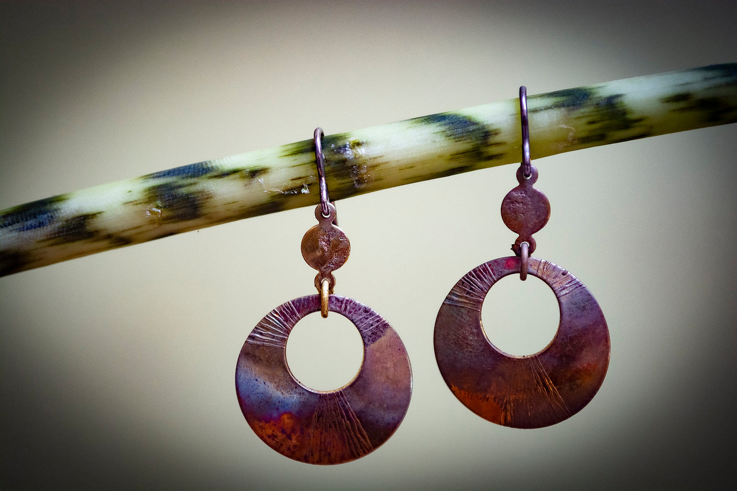 Handmade Czech Circle Drop Earrings