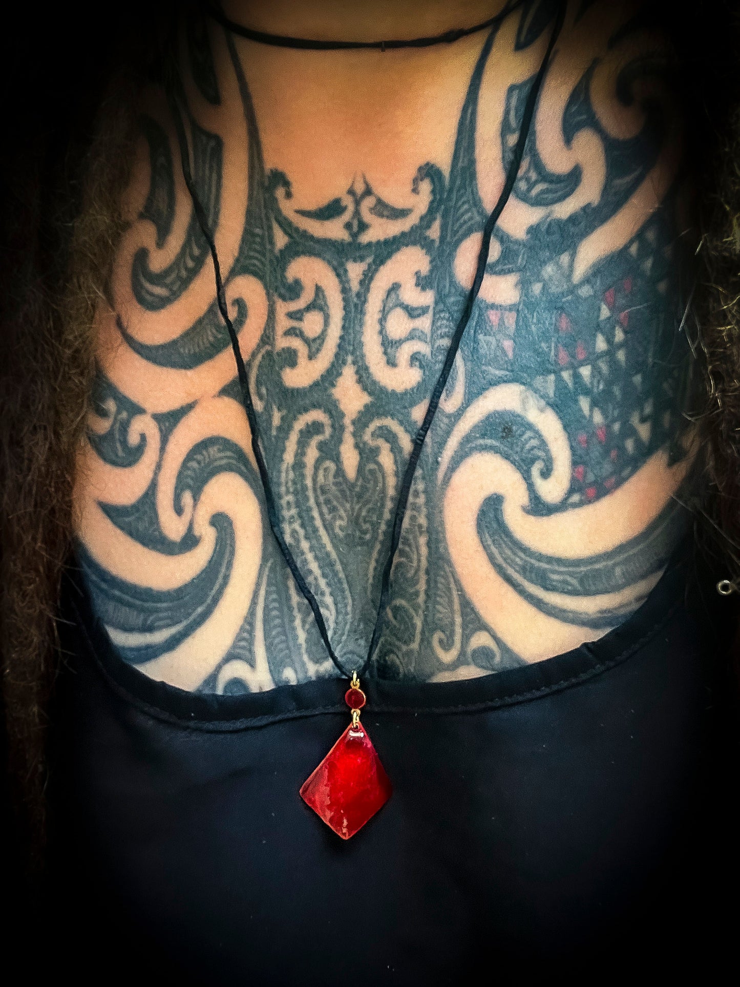 Handmade Czech Red Diamond Enamelled Necklace