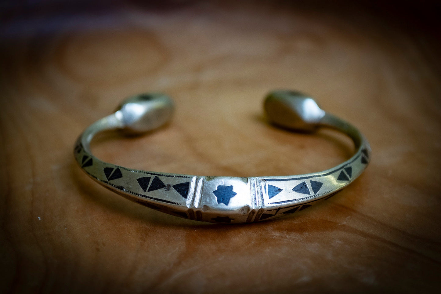 Heavy Handmade Silver Tuareg Coin Inlaid Bracelet