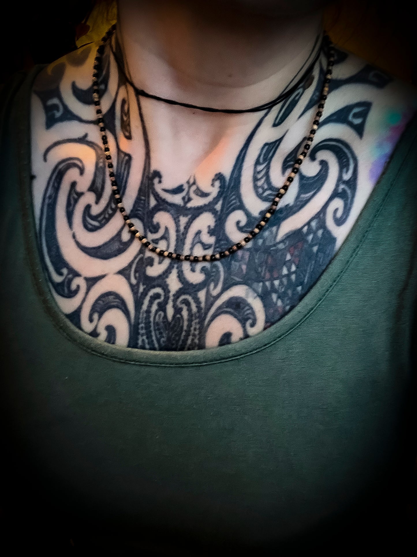 Hand Carved Natural Sandalwood and Ebony Necklace
