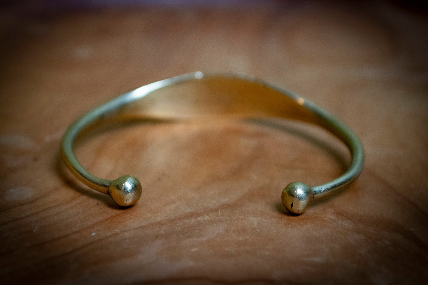 Wide Handmade Tuareg Brass Etched Triangles Inlaid Bracelet
