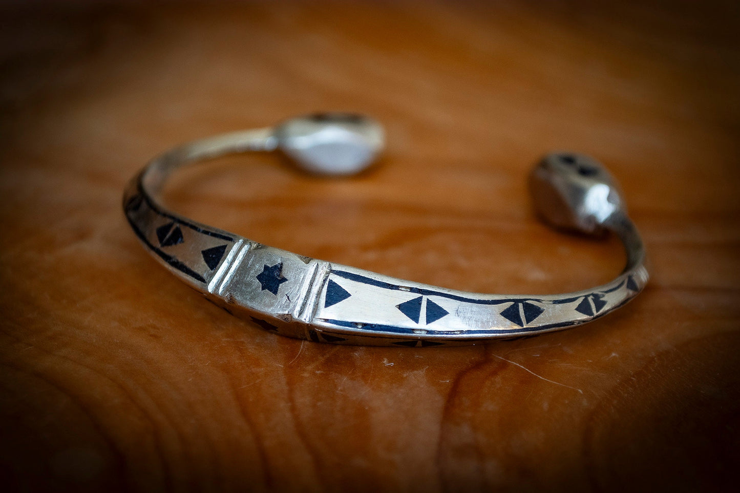 Heavy Handmade Tuareg Silver Coin Inlaid Bracelet