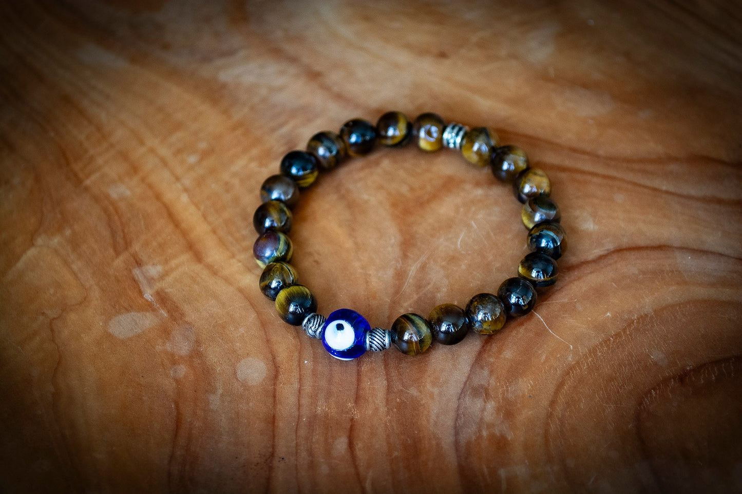 Handmade Tiger's Eye Evil Eye Bracelet