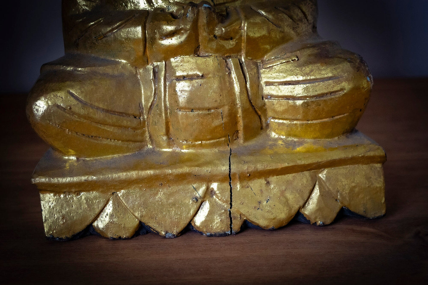 Large Wooden Golden Buddha Statue