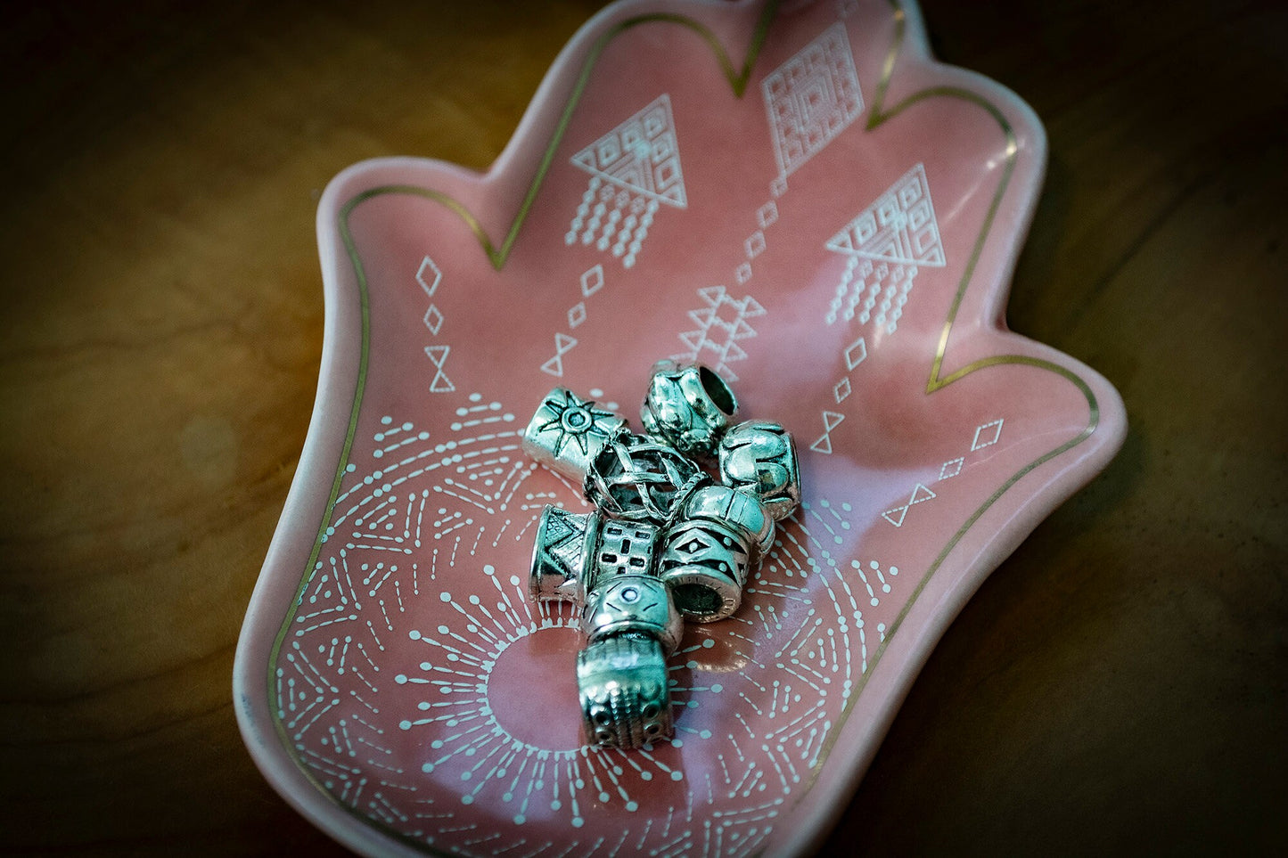 Set of 10 Mixed Tibetan Silver Plated Dreadlock Beads
