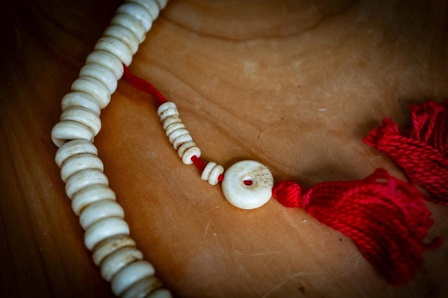 Carved Bone Rondell Mala Prayer Beads
