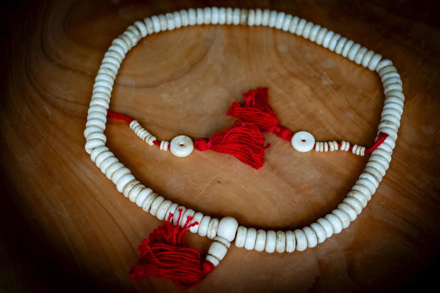 Carved Bone Rondell Mala Prayer Beads