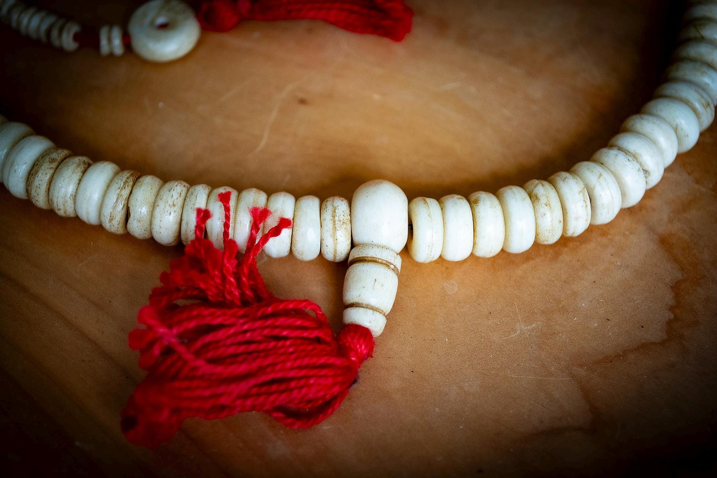 Carved Bone Rondell Mala Prayer Beads