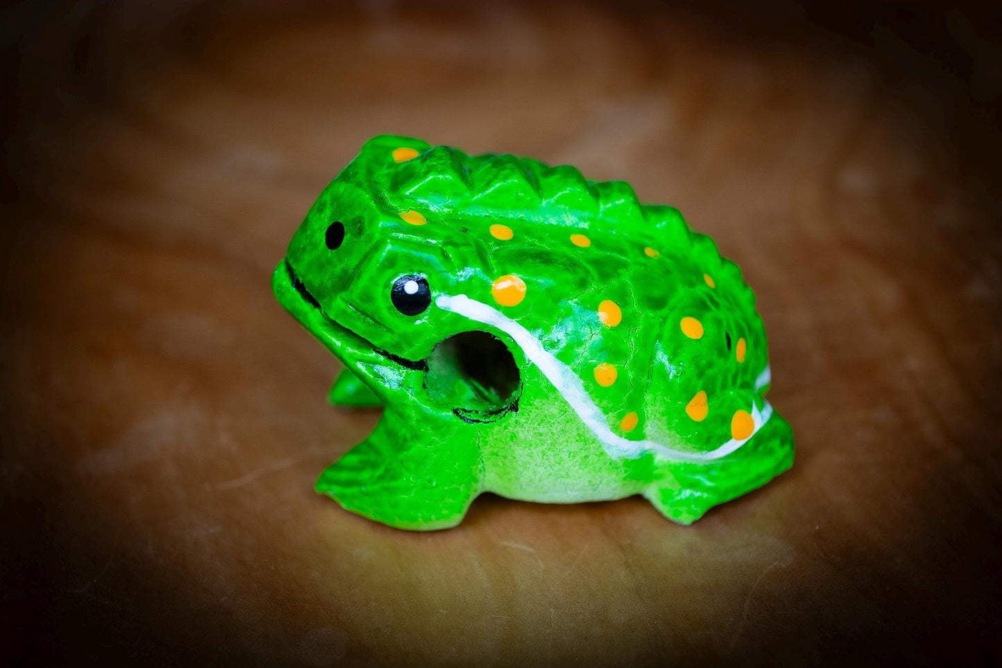 Thai Handmade Green Frog with Stick