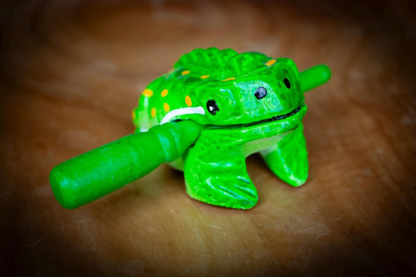 Thai Handmade Green Frog with Stick