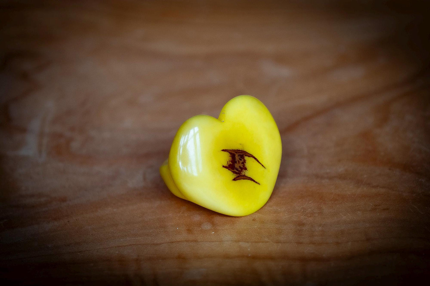 Natural Tagua Heart Rings