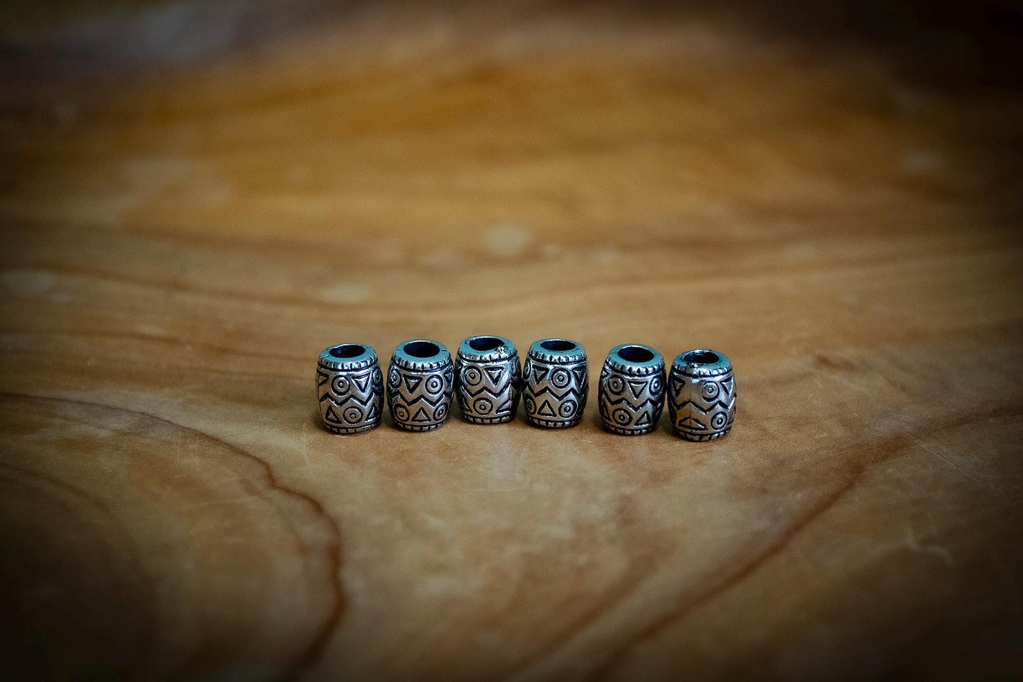 Set of 6 Mixed Tibetan Silver Plated Aztec Style Dreadlock Beads
