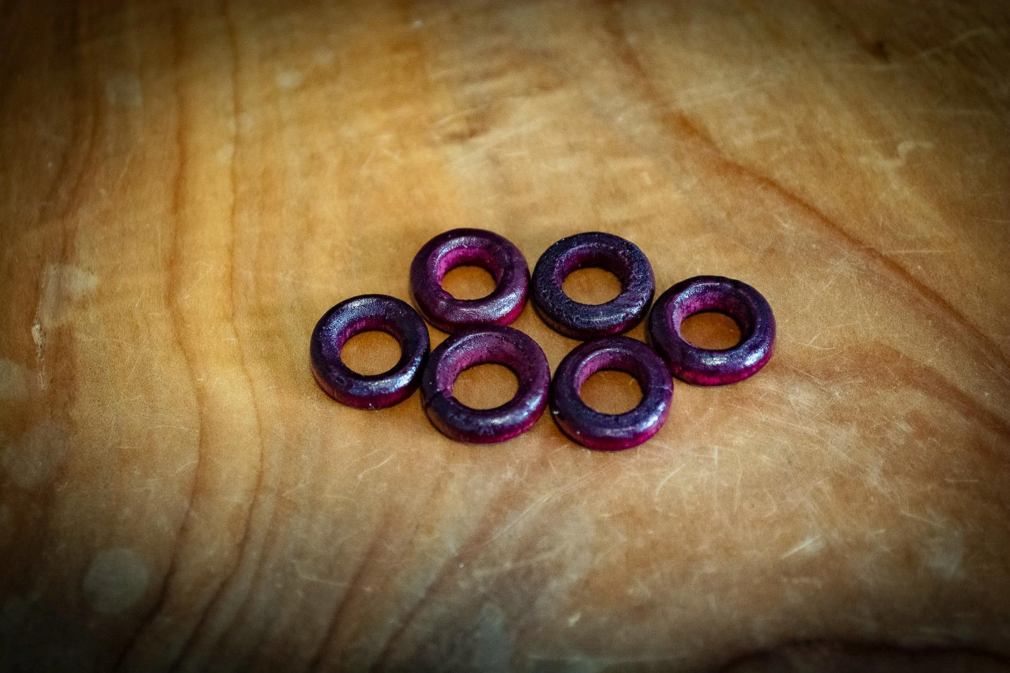 Set of 6 Wooden Dreadlock Ring Beads